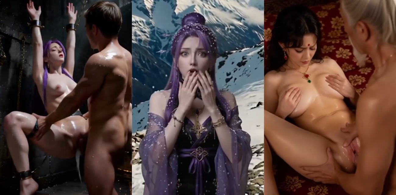 AI成人短剧《长生录》3233集 紫发仙子被囚禁 遭捆绑蹂躏无套强暴！