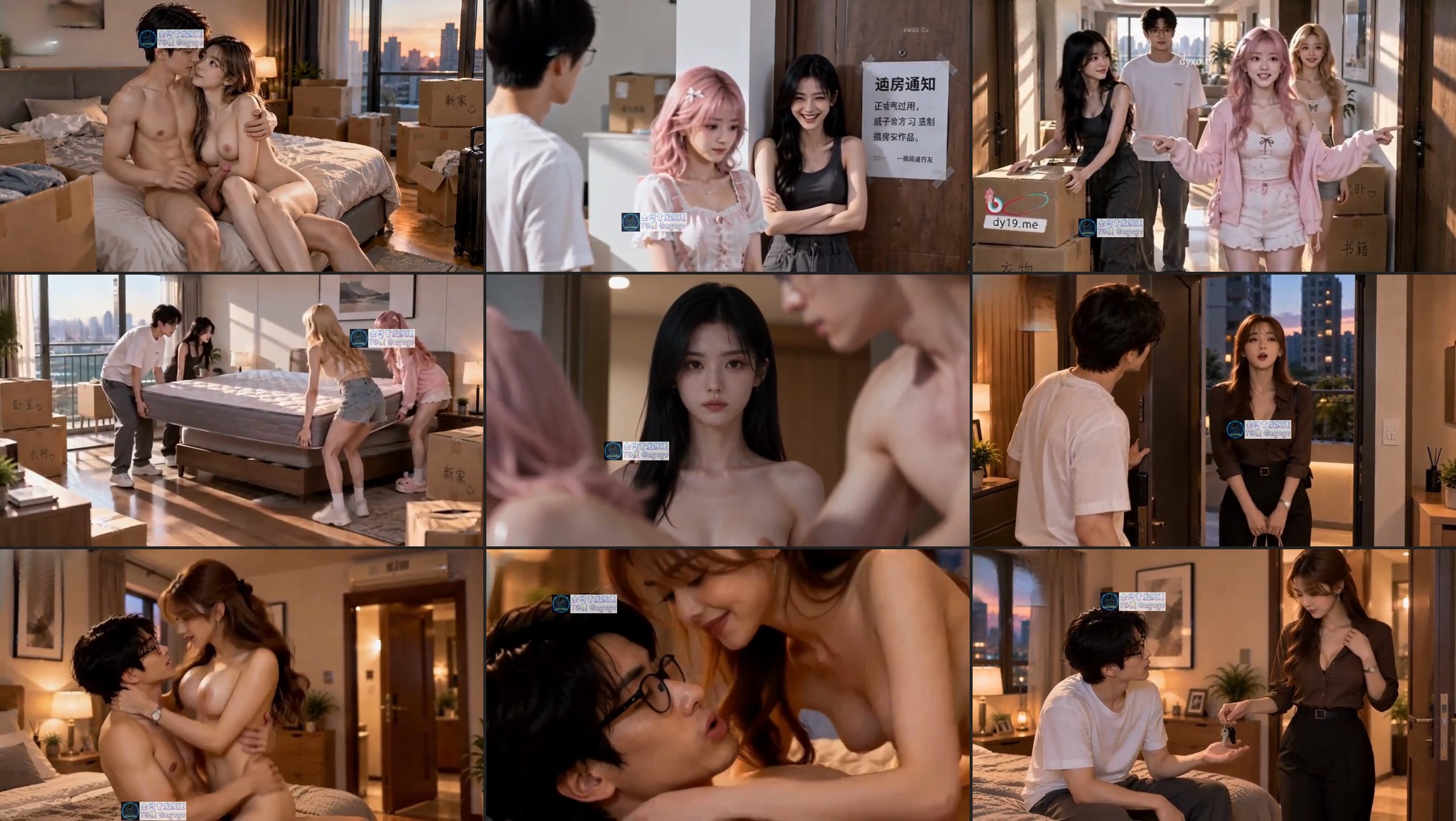 โปสเตอร์สำหรับ 新剧首更【三个辣妹把我家变成专属淫窝】第1集＋预览2-4  #三个辣妹把我家变成专属淫窝  #短剧  #AI短剧 #成人短剧