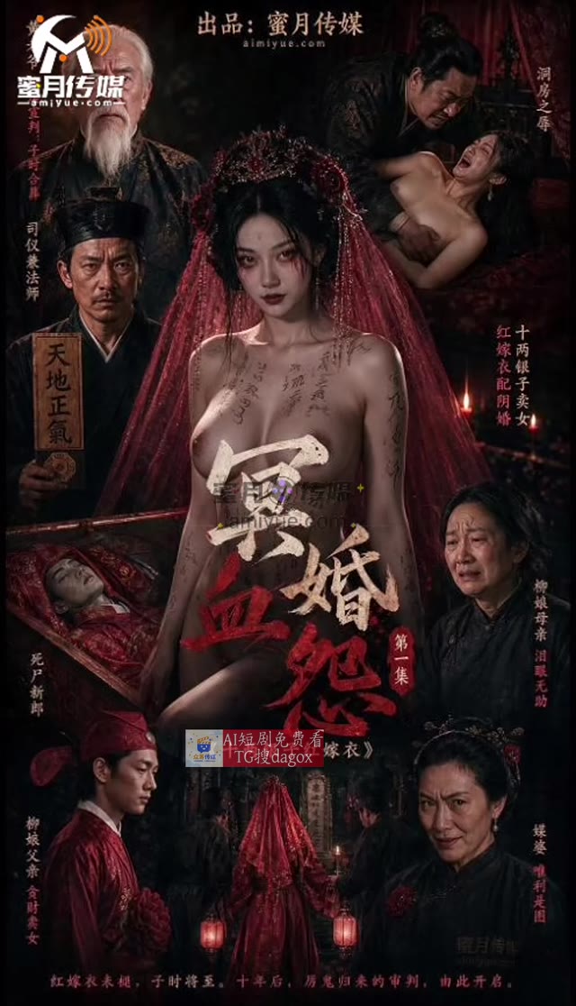 AI成人短剧 冥婚厉鬼 第1集 冤魂红衣跨坐青楼男子索命复仇
