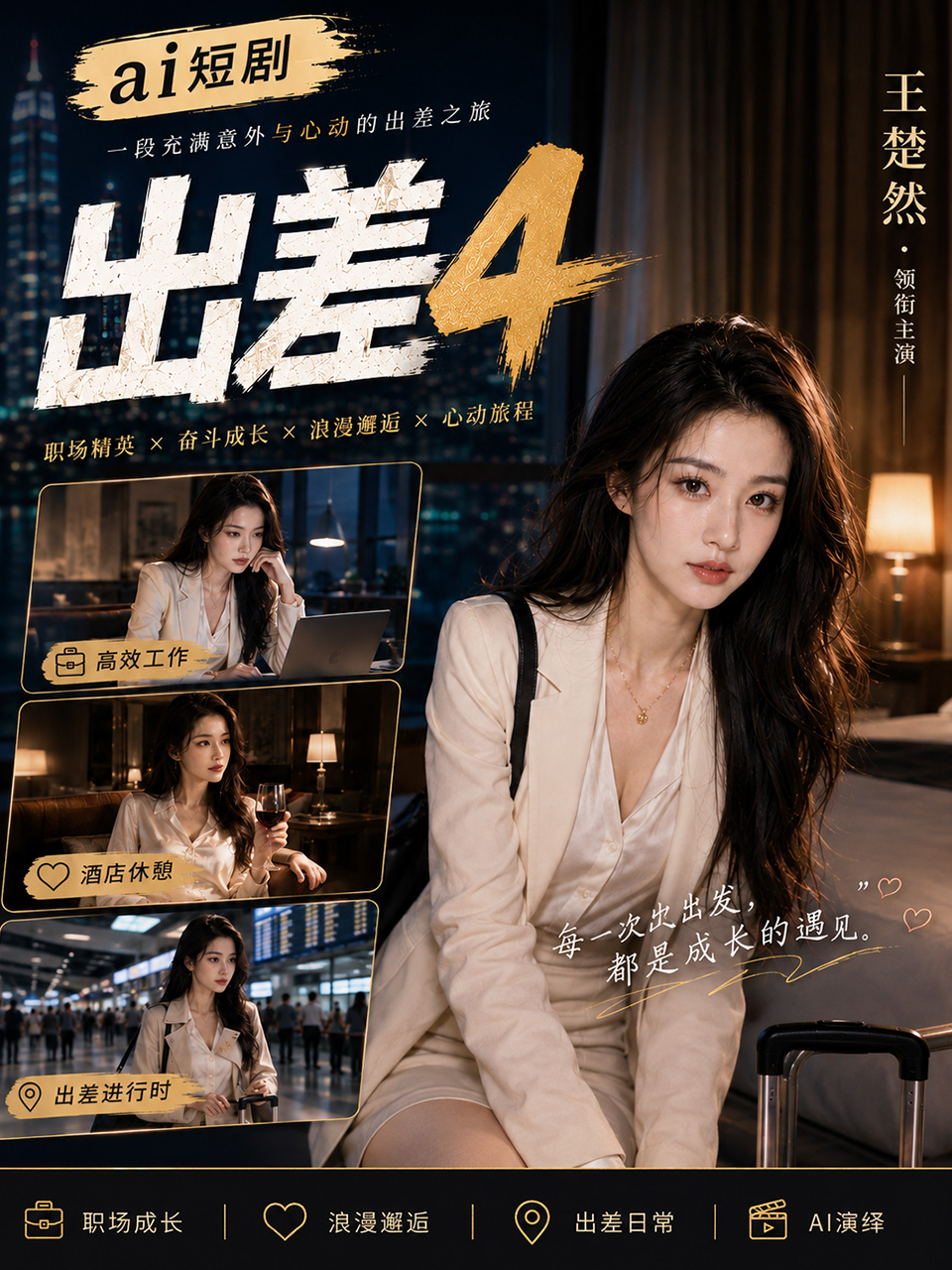 出差4 王楚然酒店暧昧 ai短剧 出差情欲故事 王楚然缠绵